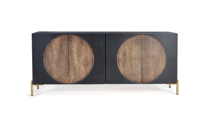 Giner y Colomer Aparador de Madera de Mango y Metal Nogal Oscuro 173 cm